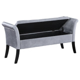 Farrah Silver and Black Upholstered Rolled Arms Storage Bench from Coaster - Luna Furniture