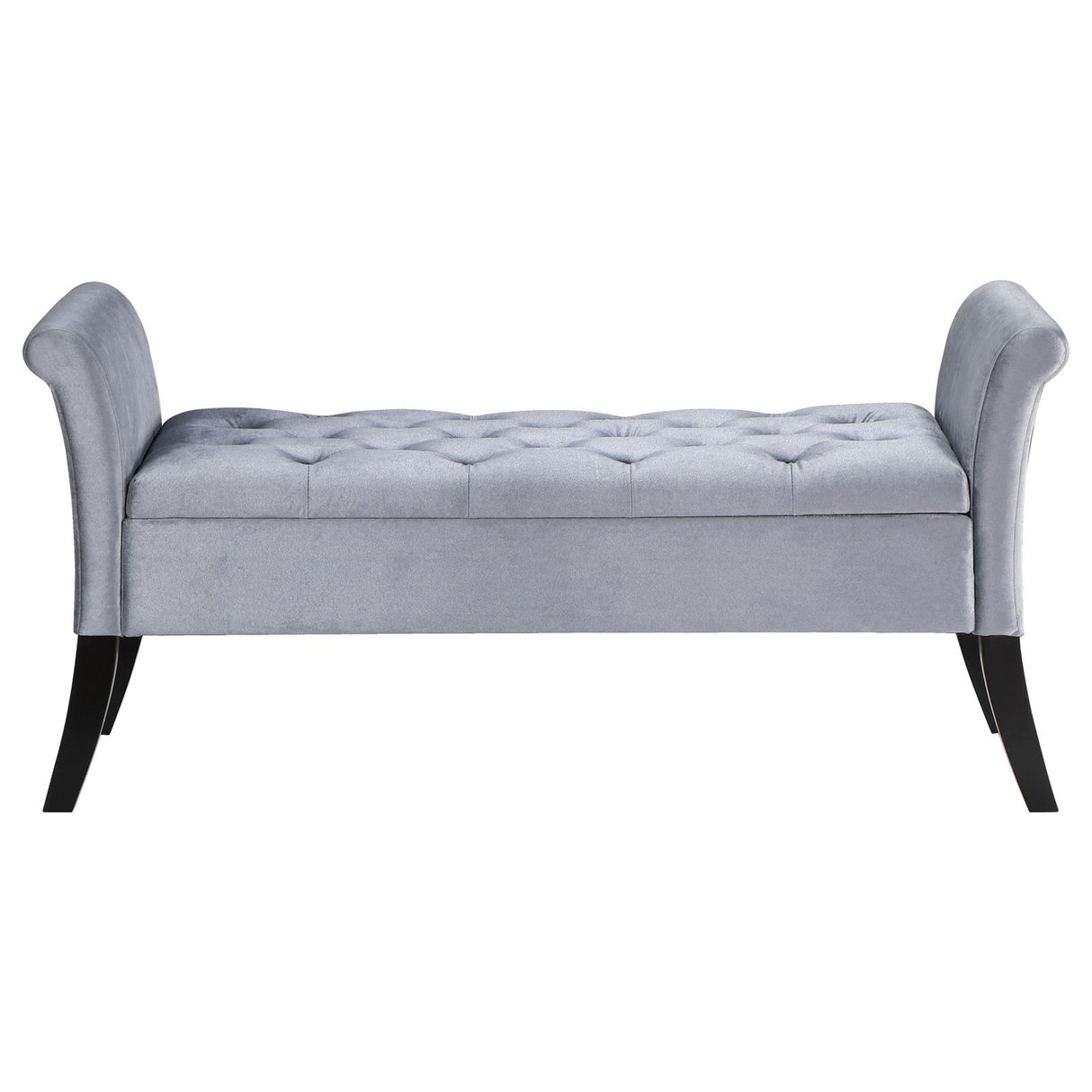 Farrah Silver and Black Upholstered Rolled Arms Storage Bench from Coaster - Luna Furniture