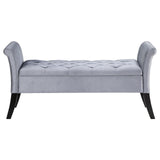 Farrah Silver and Black Upholstered Rolled Arms Storage Bench from Coaster - Luna Furniture