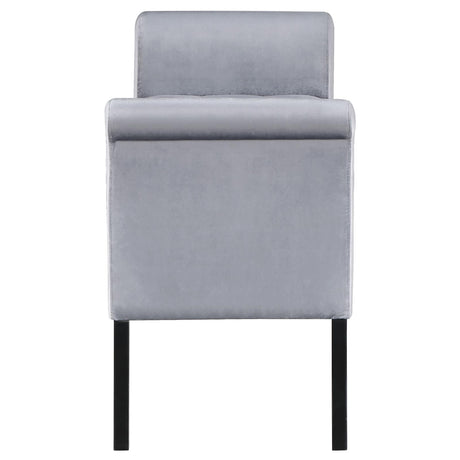 Farrah Silver and Black Upholstered Rolled Arms Storage Bench from Coaster - Luna Furniture