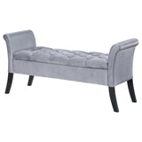 Farrah Silver and Black Upholstered Rolled Arms Storage Bench from Coaster - Luna Furniture
