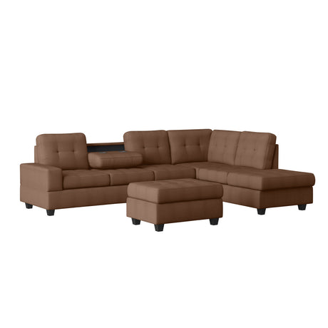 Heights Chocolate Brown Reverisble Sectional with Storage Ottoman