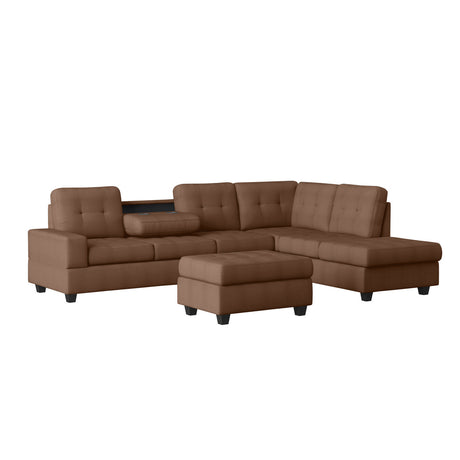 Heights Chocolate Brown Reversible Sectional with Storage Ottoman from Homelegance - Luna Furniture