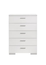 Felicity Glossy White 5-Drawer Chest from Coaster - Luna Furniture