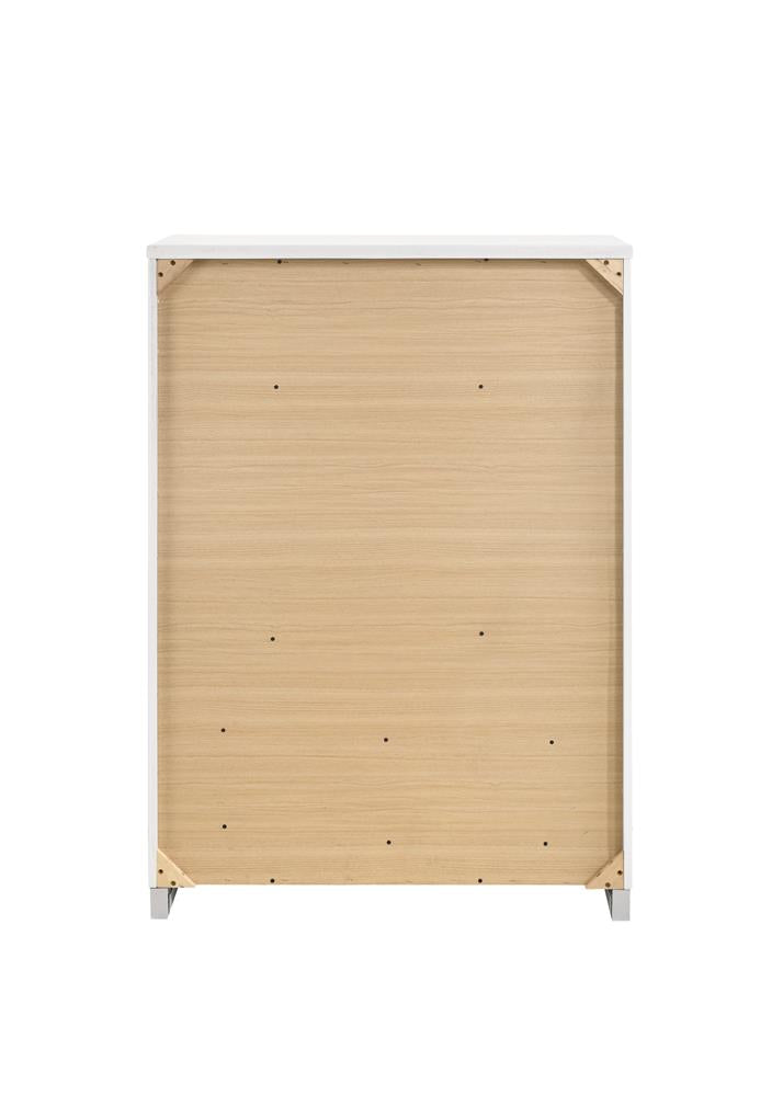 Felicity Glossy White 5-Drawer Chest from Coaster - Luna Furniture