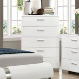 Felicity Glossy White 5-Drawer Chest from Coaster - Luna Furniture