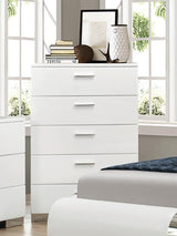Felicity Glossy White 5-Drawer Chest from Coaster - Luna Furniture