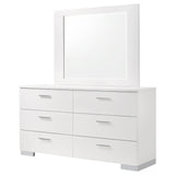 Felicity 6-drawer Dresser with Mirror Glossy White - 203503M - Luna Furniture