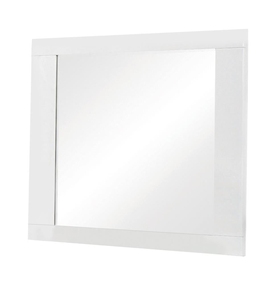 Felicity Glossy White Rectangle Dresser Mirror (Mirror Only) from Coaster - Luna Furniture