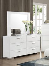 Felicity Glossy White Rectangle Dresser Mirror (Mirror Only) from Coaster - Luna Furniture