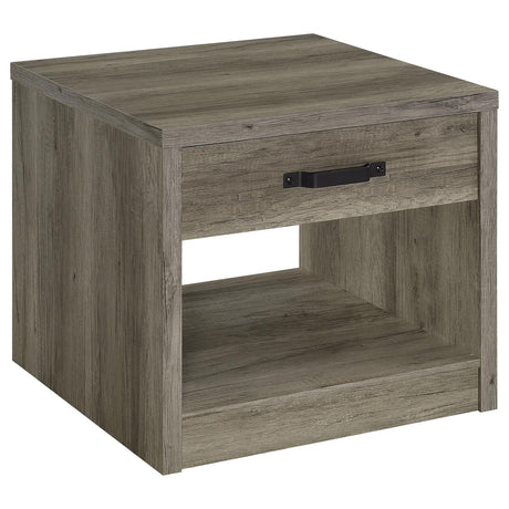 Felix Gray Driftwood 1-Drawer Square Engineered Wood End Table from Coaster - Luna Furniture