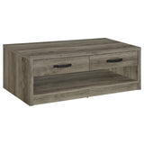 Felix Gray Driftwood 2-Drawer Rectangular Engineered Wood Coffee Table from Coaster - Luna Furniture