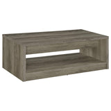 Felix Gray Driftwood 2-Drawer Rectangular Engineered Wood Coffee Table from Coaster - Luna Furniture