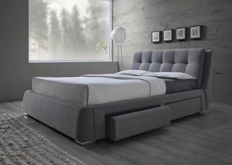 Fenbrook Eastern King Tufted Upholstered Storage Bed Grey - 300523KE - Luna Furniture