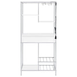 Figueroa White High Gloss and Chrome 5-Shelf Wine Cabinet with Storage Drawer from Coaster - Luna Furniture