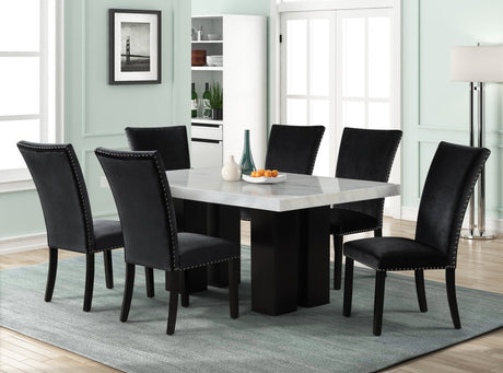 Oslo Black 7-Piece Faux Marble Dining Set from Happy Homes - Luna Furniture