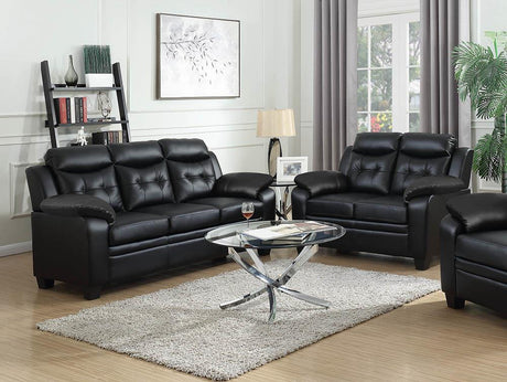 Finley Upholstered Pillow Top Arm Living Room Set Black - 506551-S2 - Luna Furniture