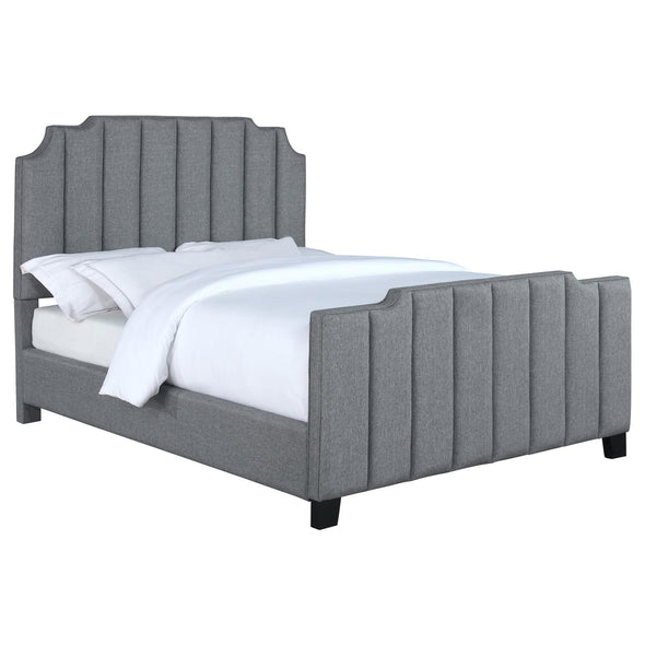 Fiona Upholstered Panel Bed Light Grey - 306029F - Luna Furniture