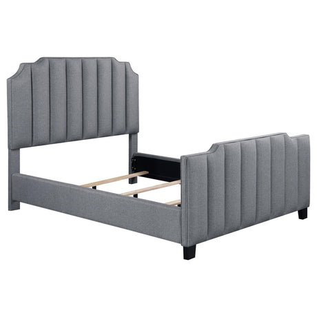 Fiona Upholstered Panel Bed Light Grey - 306029Q - Luna Furniture