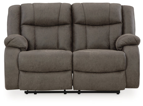 First Base Gunmetal Reclining Loveseat from Ashley - Luna Furniture