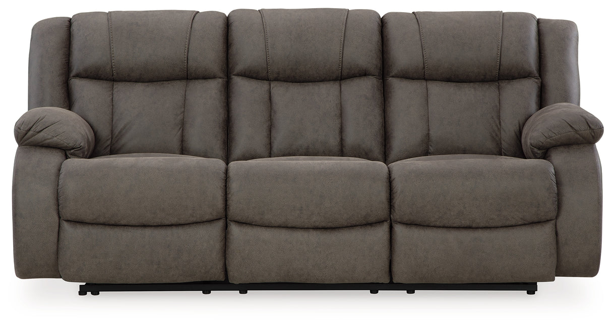 First Base Gunmetal Reclining Sofa from Ashley - Luna Furniture
