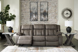 First Base Gunmetal Reclining Sofa from Ashley - Luna Furniture