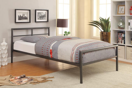 Fisher Twin Metal Bed Gunmetal - 300279T - Luna Furniture