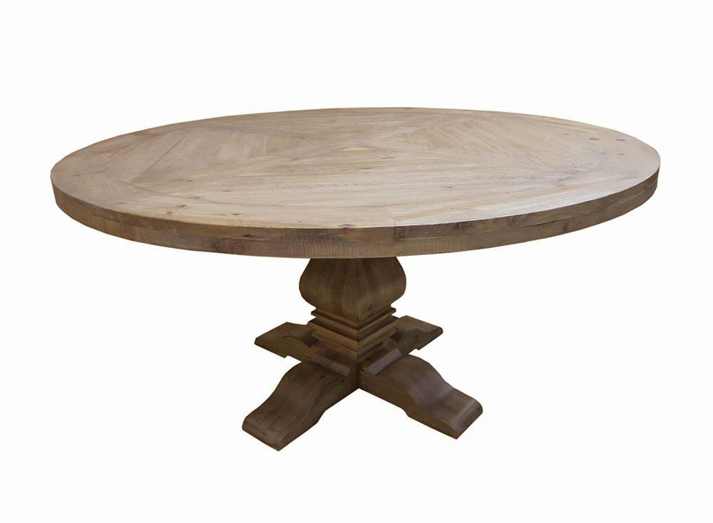 Florence Rustic Smoke Round Pedestal Dining Table from Coaster - Luna Furniture