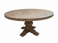 Florence Round Pedestal Dining Table Rustic Smoke - 180200 - Luna Furniture