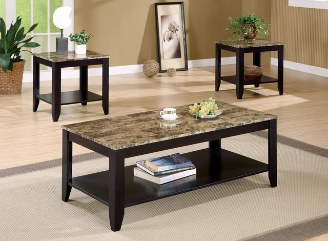 Flores 3-piece Occasional Table Set with Shelf Cappuccino - 700155 - Luna Furniture