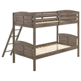Flynn Weathered Brown Twin over Twin Bunk Bed from Coaster - Luna Furniture