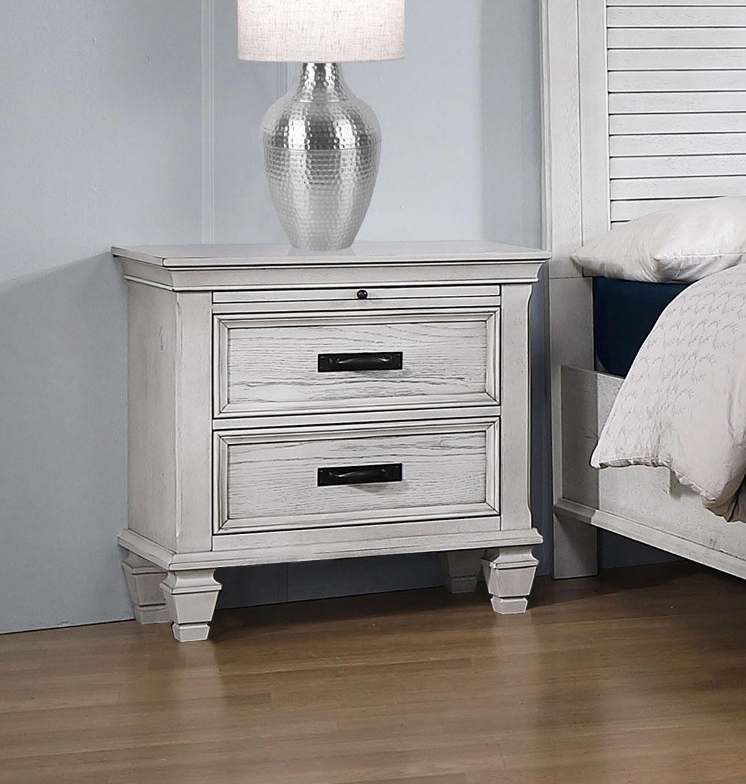 Franco Antique White 2-Drawer Nightstand from Coaster - Luna Furniture