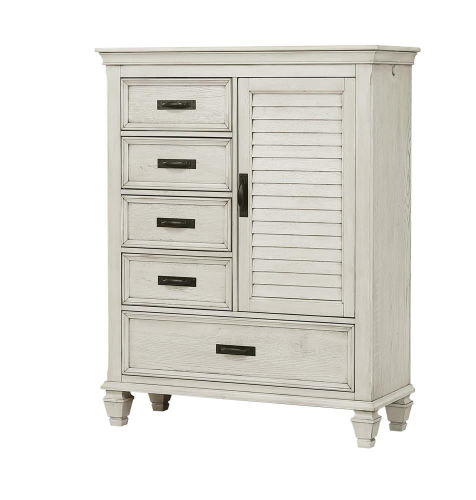 Franco Antique White 5-Drawer Door Chest from Coaster - Luna Furniture