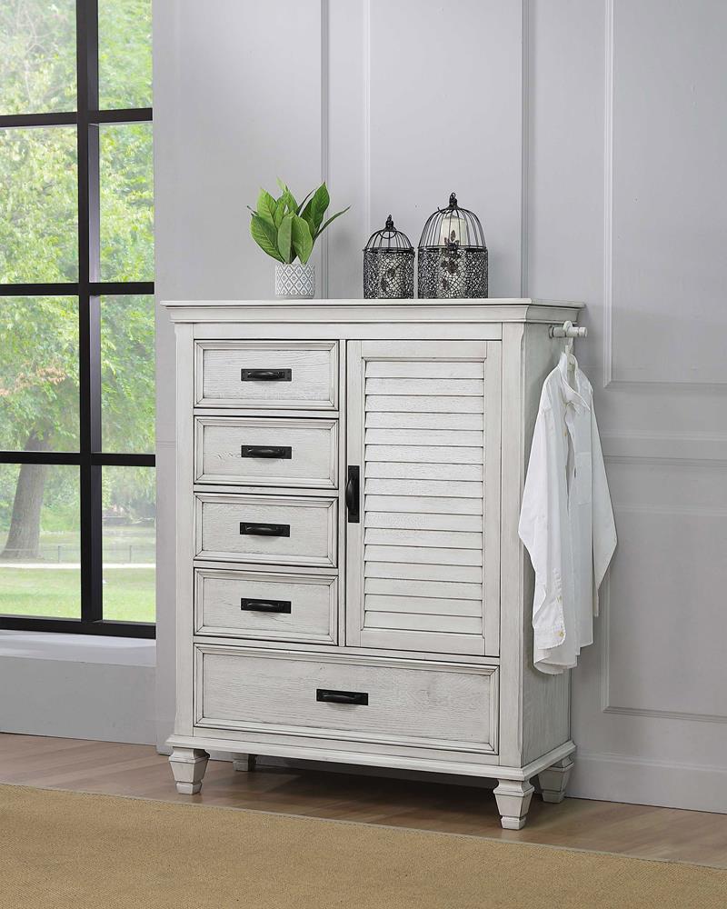Franco Antique White 5-Drawer Door Chest from Coaster - Luna Furniture