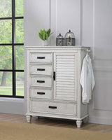 Franco Antique White 5-Drawer Door Chest from Coaster - Luna Furniture
