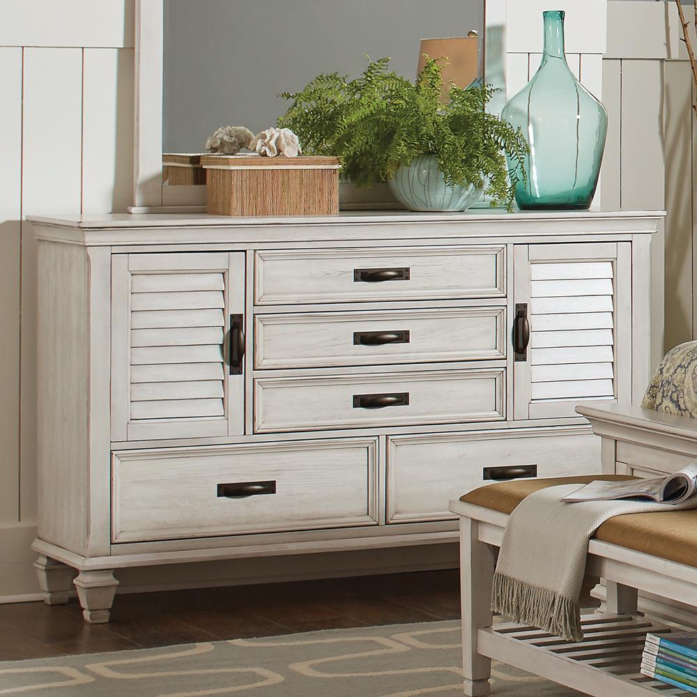 Franco Antique White 5-Drawer Dresser from Coaster - Luna Furniture