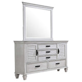 Franco Antique White 5-Drawer Dresser with Mirror from Coaster - Luna Furniture