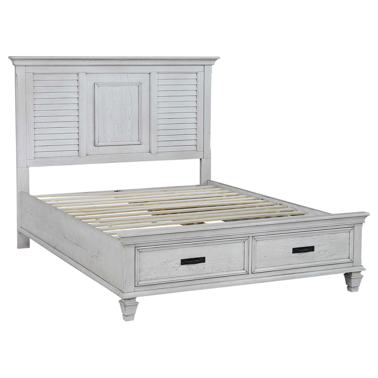 Franco Antique White Queen Storage Bed from Coaster - Luna Furniture