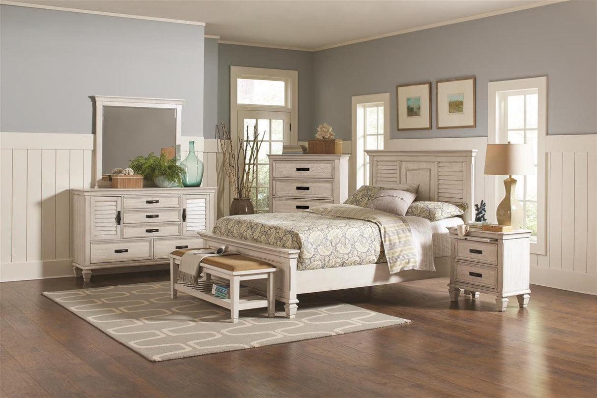 Franco Burnished Oak 5-Piece Eastern King Storage Platform Bedroom Set from Coaster - Luna Furniture