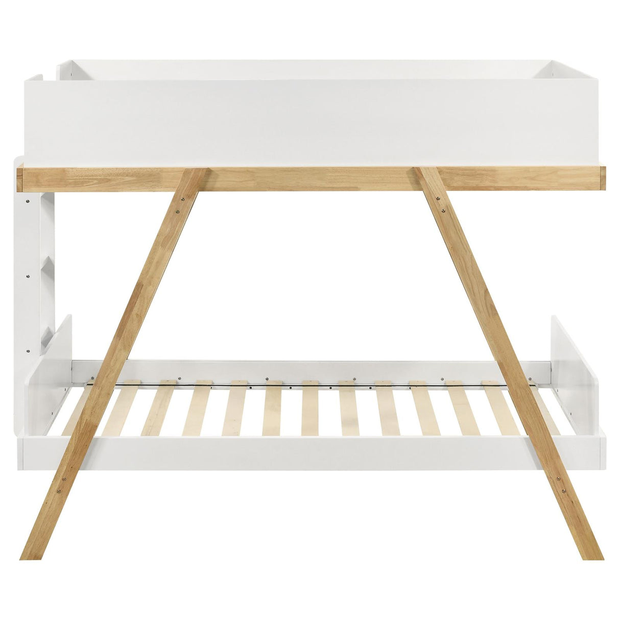 Frankie White and Natural Wood Twin Over Twin Bunk Bed from Coaster - Luna Furniture