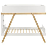 Frankie White and Natural Wood Twin Over Twin Bunk Bed from Coaster - Luna Furniture