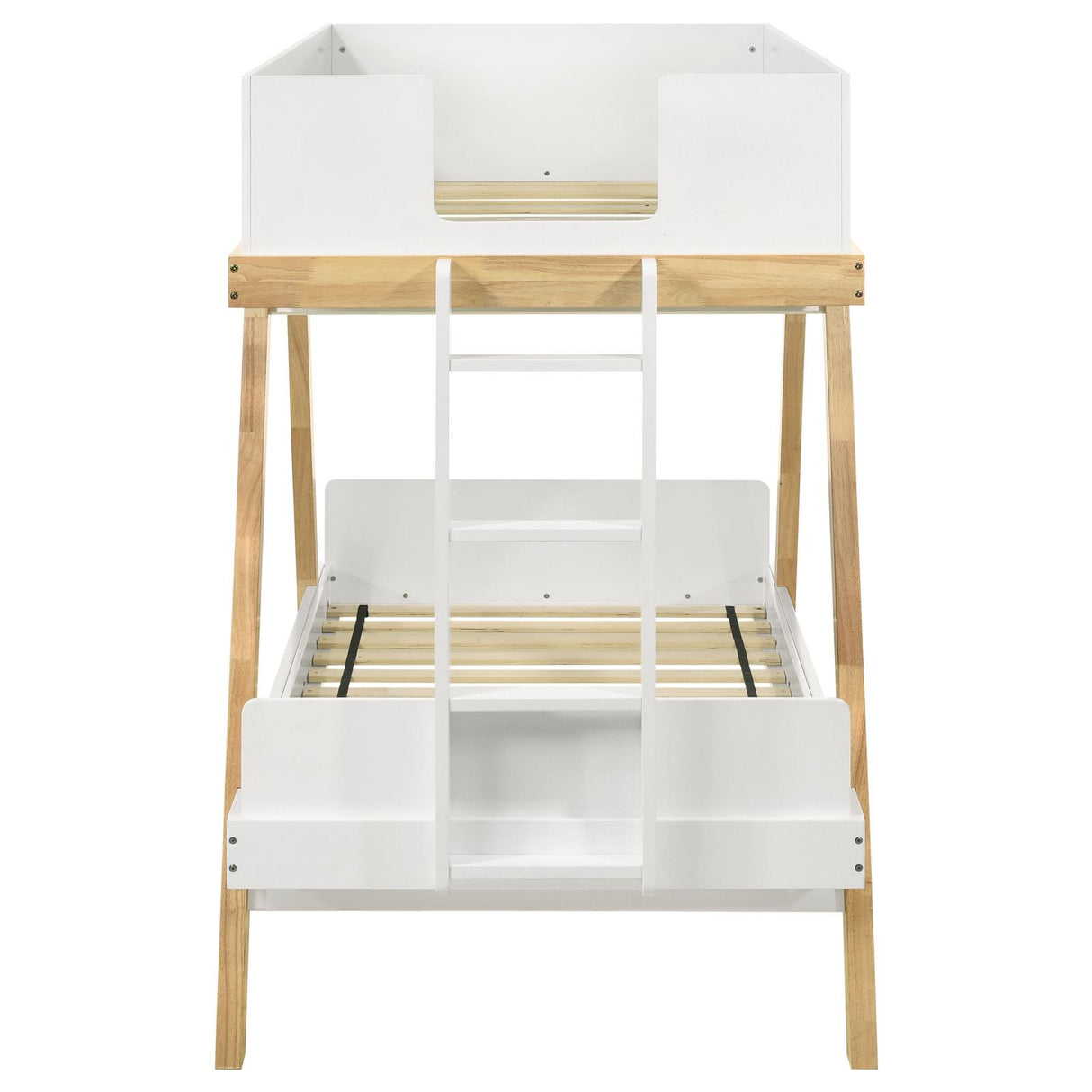 Frankie Wood Twin Over Twin Bunk Bed White and Natural - 460570T - Luna Furniture