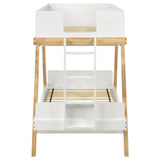 Frankie White and Natural Wood Twin Over Twin Bunk Bed from Coaster - Luna Furniture