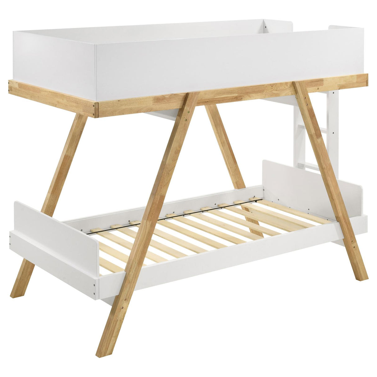 Frankie White and Natural Wood Twin Over Twin Bunk Bed from Coaster - Luna Furniture