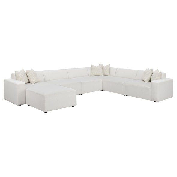 Freddie Upholstered Square Ottoman Pearl - 551643 - Luna Furniture