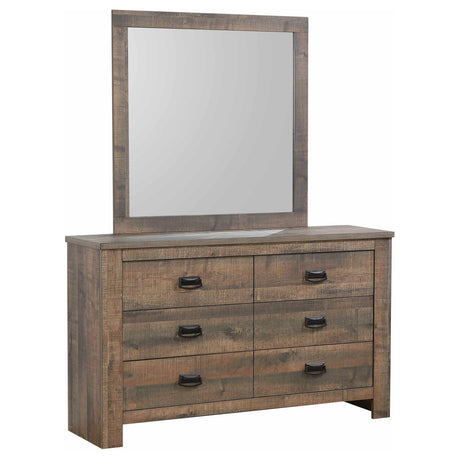 Frederick 6-drawer Dresser with Mirror Weathered Oak - 222963M - Luna Furniture
