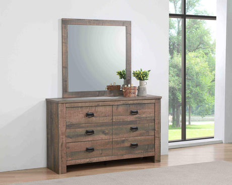 Frederick 6-drawer Dresser with Mirror Weathered Oak - 222963M - Luna Furniture