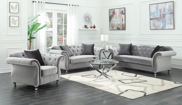 Frostine Button Tufted Chair Silver - 551163 - Luna Furniture