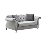 Frostine Button Tufted Loveseat Silver - 551162 - Luna Furniture