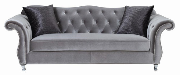 Frostine Button Tufted Sofa Silver - 551161 - Luna Furniture